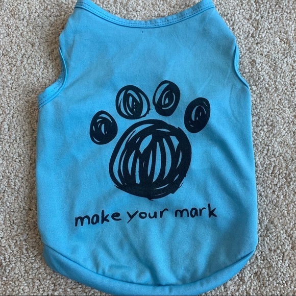 𝅺“MAKE your mark” Blue paw print dog top size M - Picture 1 of 4